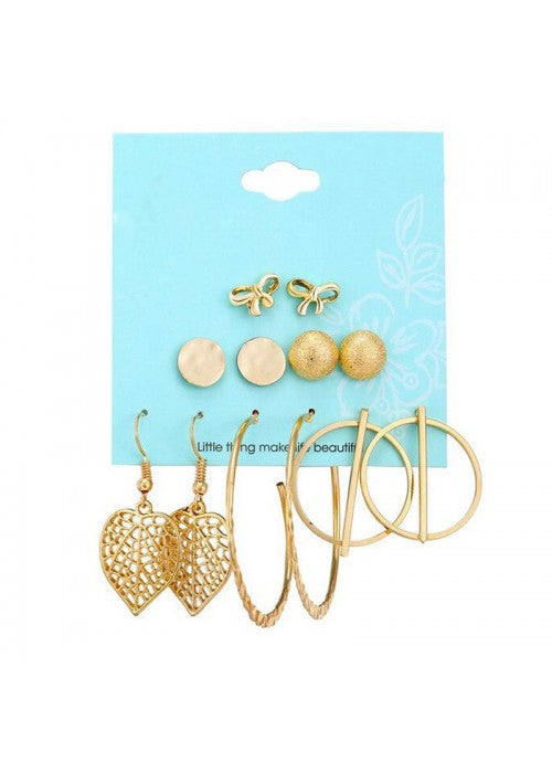 Combo of 6 Pair Gold Plated Earrings