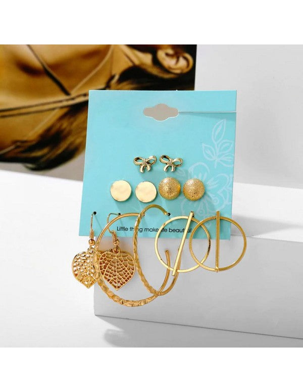 Combo of 6 Pair Gold Plated Earrings
