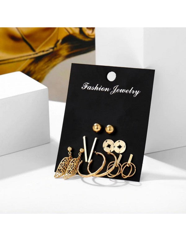 Combo of 6 Pair Gold Plated Earrings