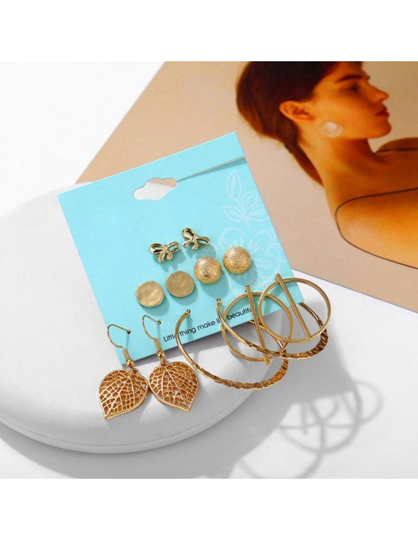 Combo of 6 Pair Gold Plated Earrings