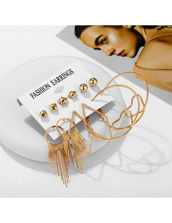Combo of 6 Pair Gold Plated Earrings