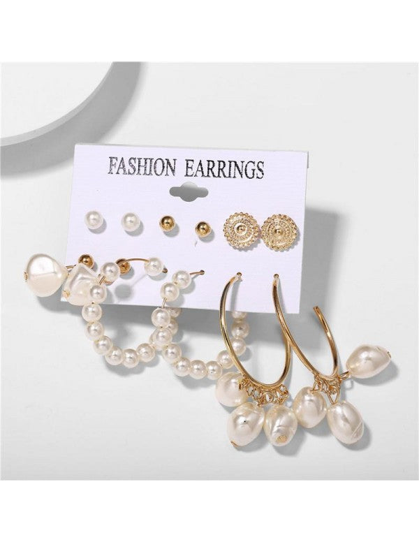 Gold-Toned- Gold Plated Pearl Studded Earrings Combo