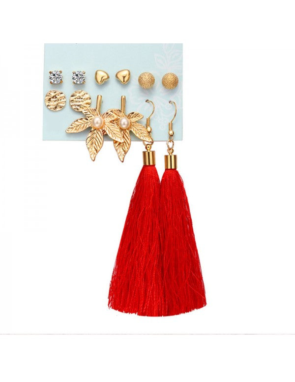 Exclusive Gold Plated Set of 6 Stud & Drop Earrings