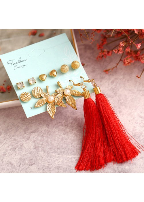 Exclusive Gold Plated Set of 6 Stud & Drop Earrings