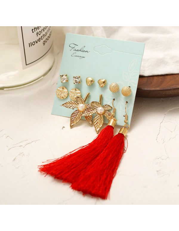 Exclusive Gold Plated Set of 6 Stud & Drop Earrings