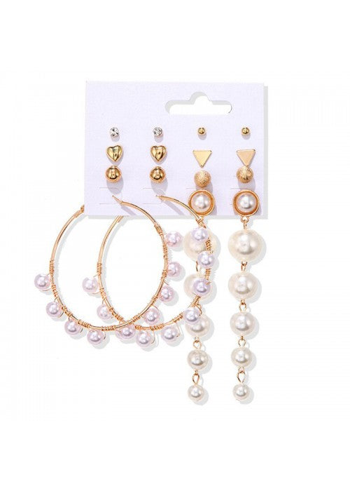 Exclusive Gold Plated Set of 8 Stud & Drop Earrings
