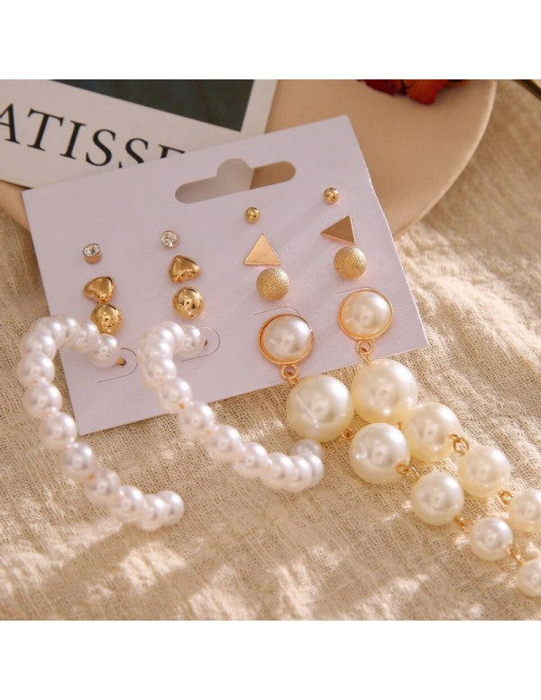 Exclusive Gold Plated Set of 8 Stud & Drop Earrings