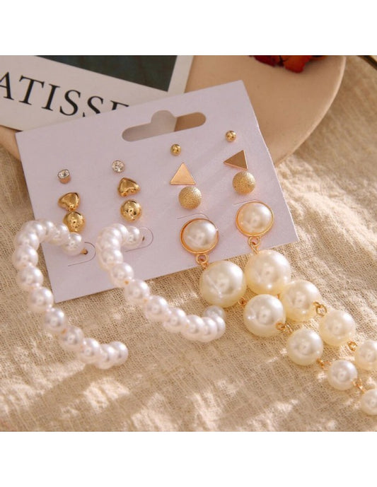 Exclusive Gold Plated Set of 8 Stud & Drop Earrings