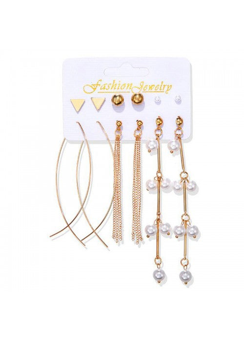 Exclusive Gold Plated Set of 6 Stud & Drop Earrings