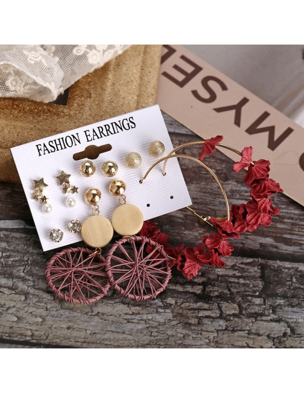 Wonderful Pearl & AD Multi Designs Gold Plated 7 Pair of Earrings For Women/Girls