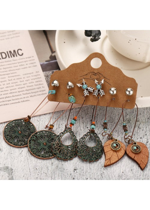 Oxidised German Silver Plated 6 Pair of Earrings For Women/Girls