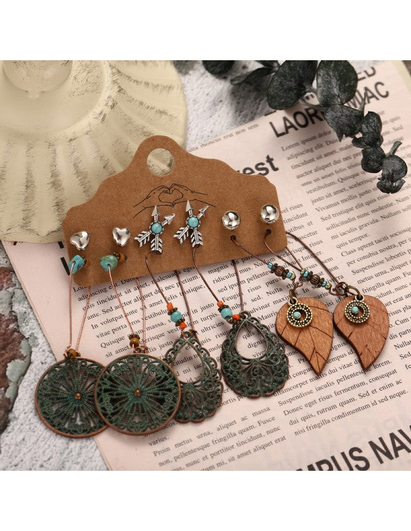 Oxidised German Silver Plated 6 Pair of Earrings For Women/Girls
