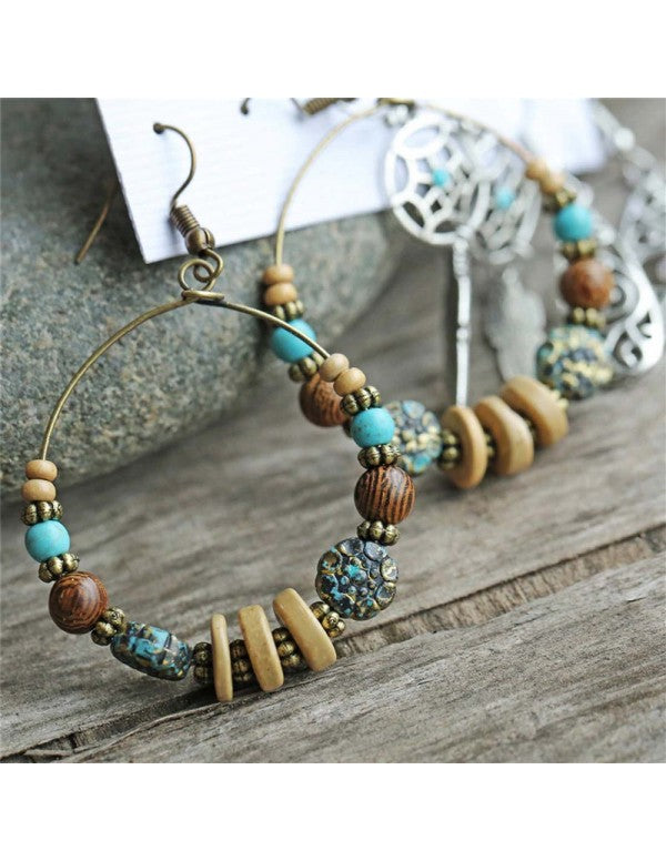 Plushy Pearl & Beads Oxidised German Silver Plated 6 Pair of Earrings For Women/Girls