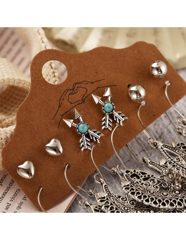Trendy Oxidized German Silver Plated 6 Pair of Earrings For Women/Girls