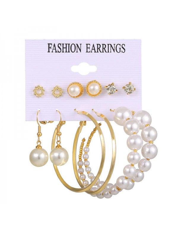 Jewellery For Women Gold Plated Gold Toned Pearl Earrings Combo Set