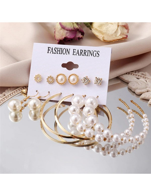 Jewellery For Women Gold Plated Gold Toned Pearl Earrings Combo Set