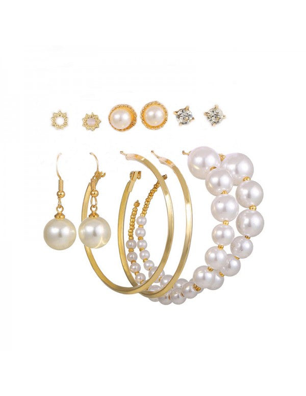Jewellery For Women Gold Plated Gold Toned Pearl Earrings Combo Set