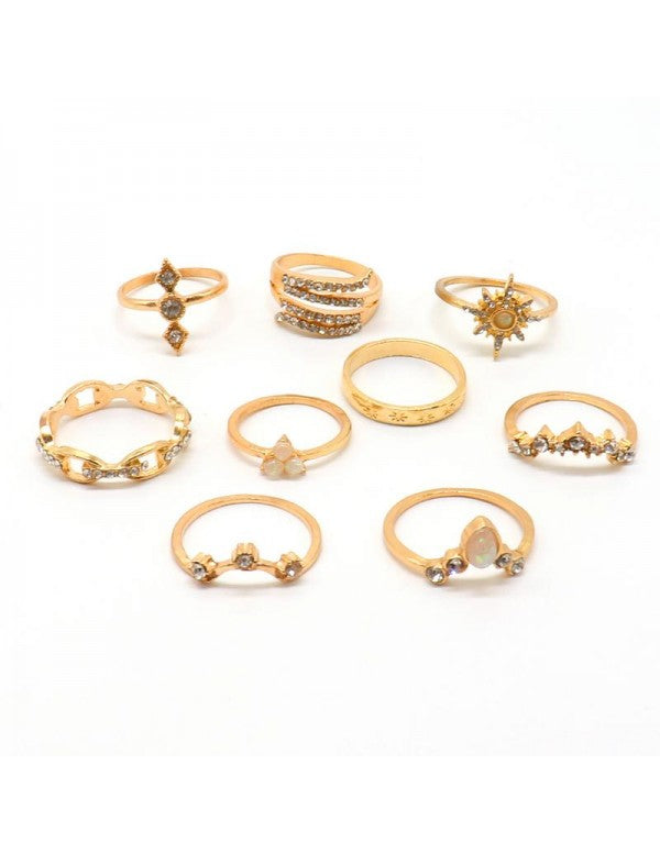 Combo of 17 Gold Plated Mixed Sized Rings