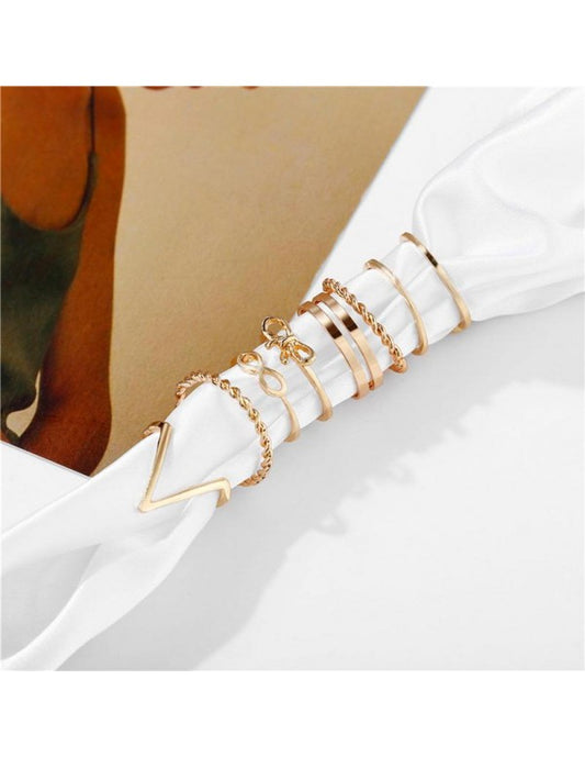 Combo of 9 Gold Plated Mixed Sized Rings