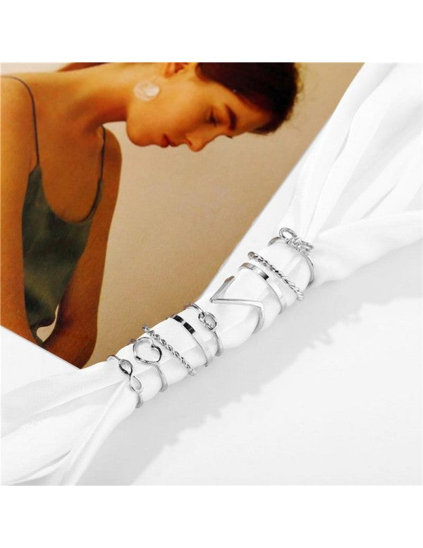 Combo of 9 Silver Plated Mixed Sized Rings