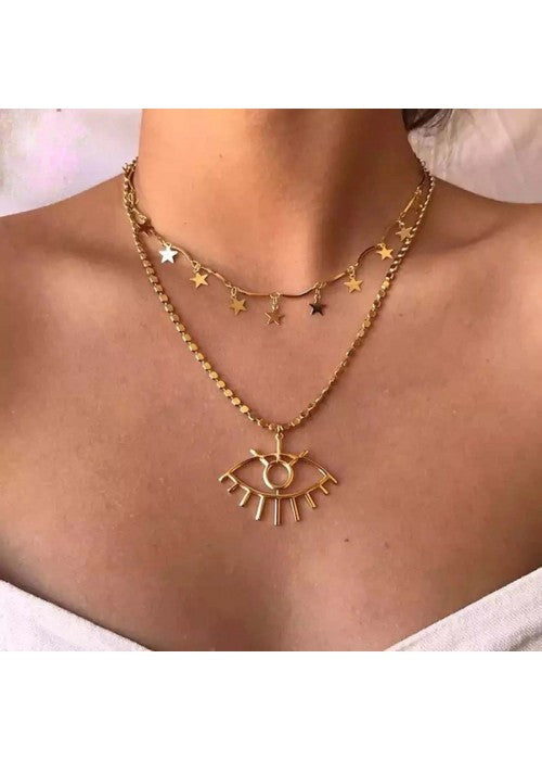 Wonderful Eyes Design Gold Plated Necklace For Women/Girls