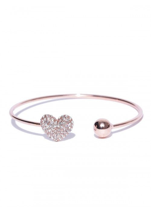 Rose Gold-Plated Stone-Studded Cuff Bracelet