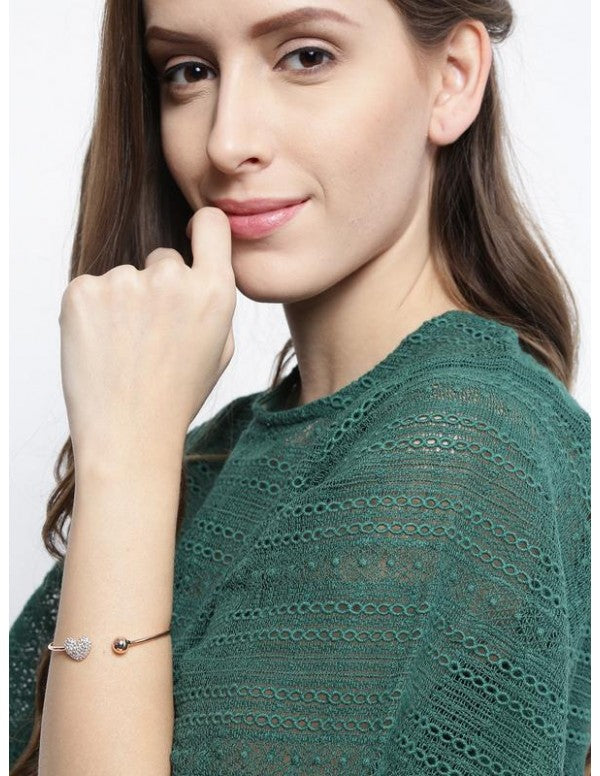 Rose Gold-Plated Stone-Studded Cuff Bracelet