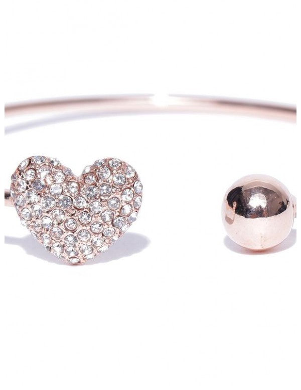 Rose Gold-Plated Stone-Studded Cuff Bracelet