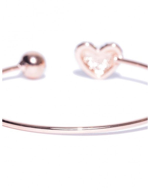 Rose Gold-Plated Stone-Studded Cuff Bracelet