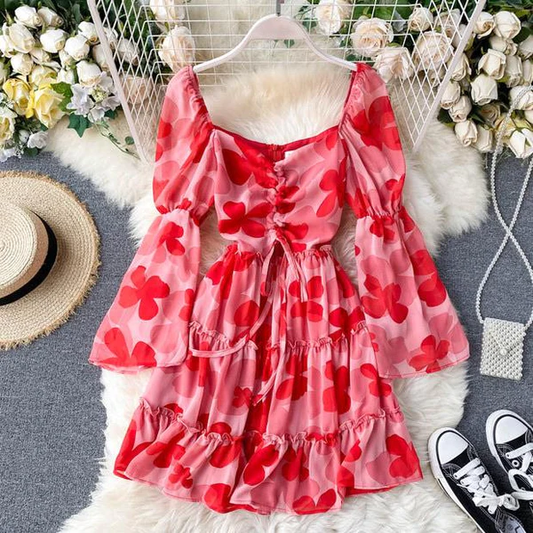 Blooms of Elegance-Luxury Floral Dress