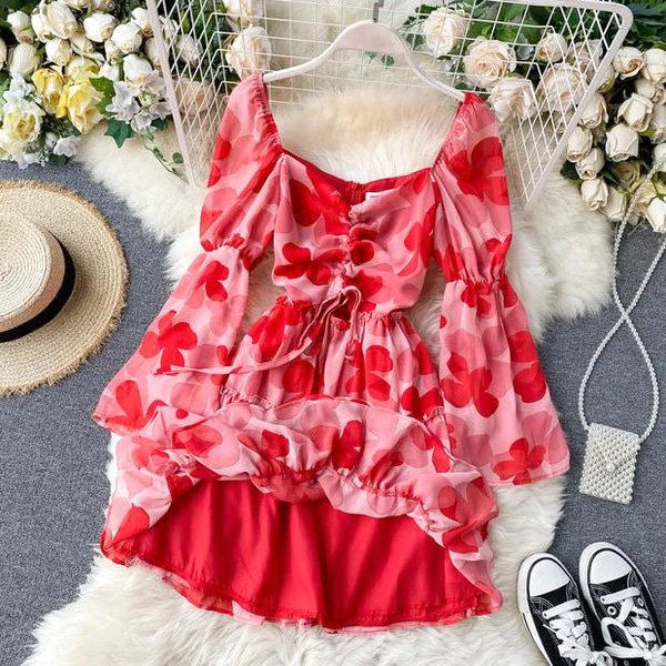 Blooms of Elegance-Luxury Floral Dress