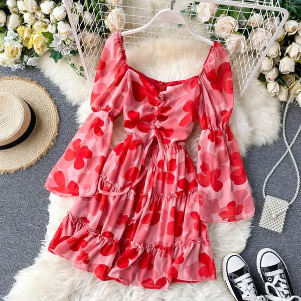 Blooms of Elegance-Luxury Floral Dress