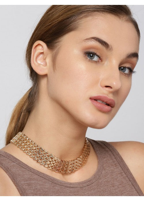 Delicate Design Multi Layered Gold Plated Plushy Necklace