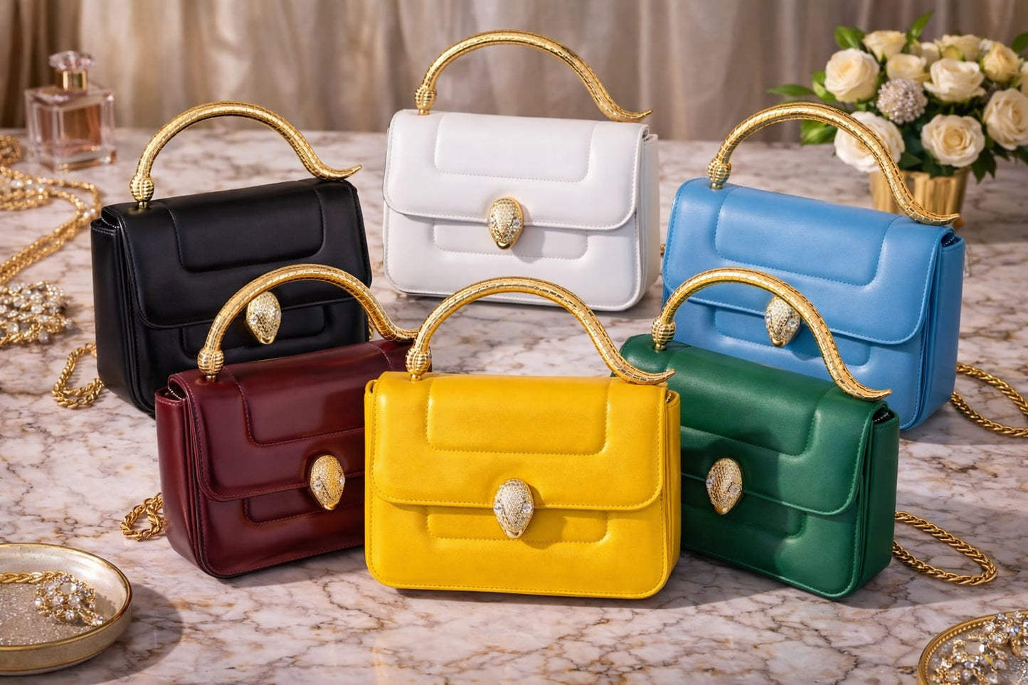 Leather Bag with Snake Handle