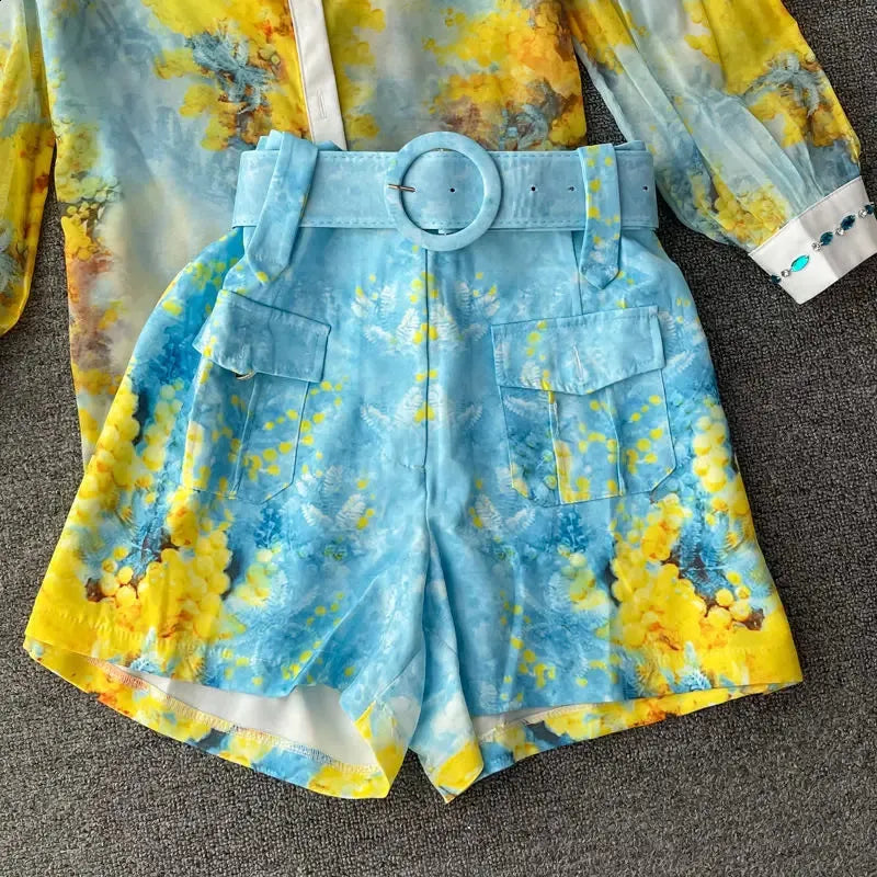 Studded Shirt with Hot Pant Co-ord Set