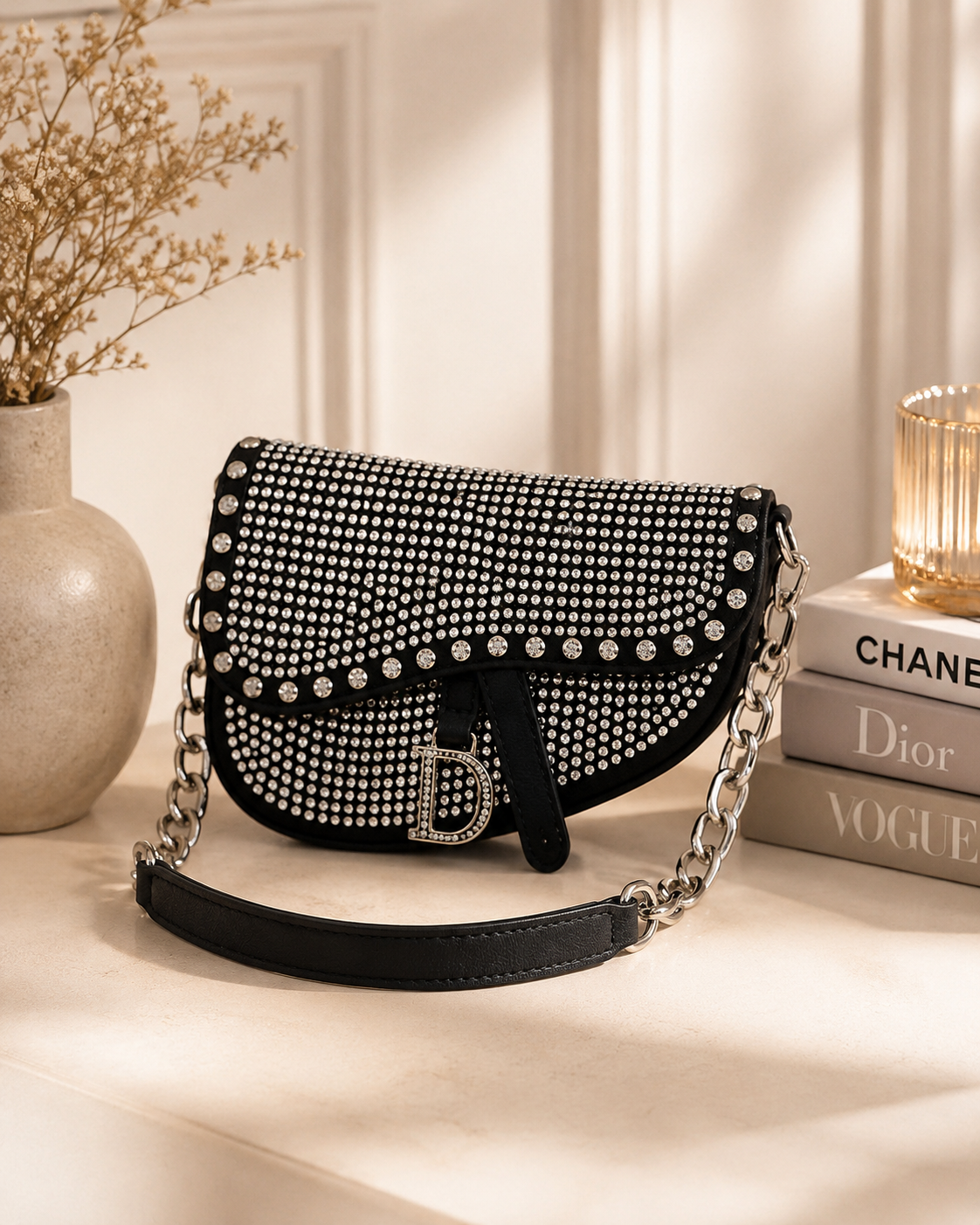 D Stoned Fancy Handbag