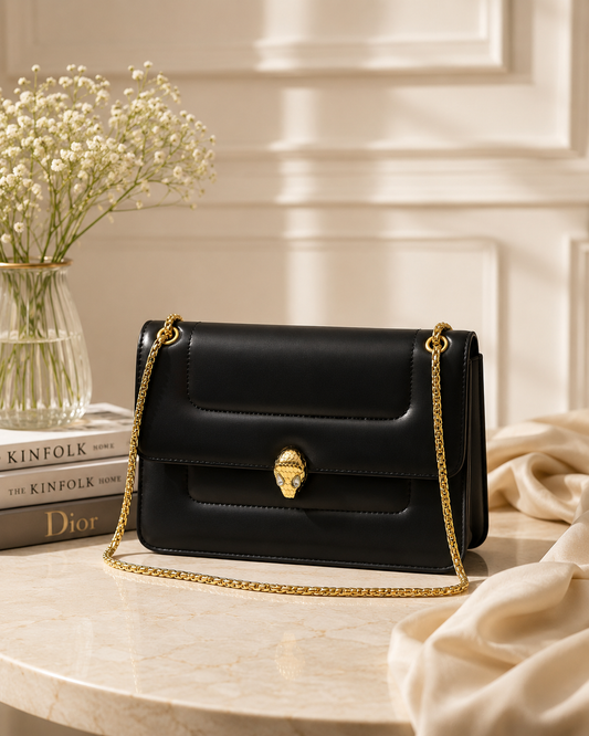 Midnight Serpentine Luxe Shoulder Bag