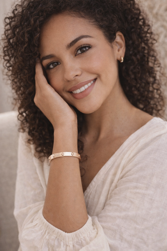 Gold-Plated Handcrafted Bangle-Style Bracelet