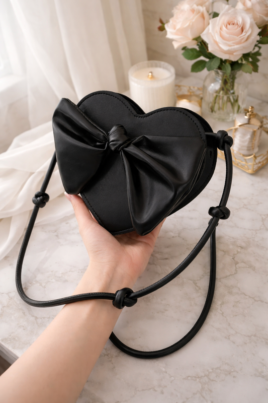 Heart-Shaped Crossbody Bag with Elegant Bow