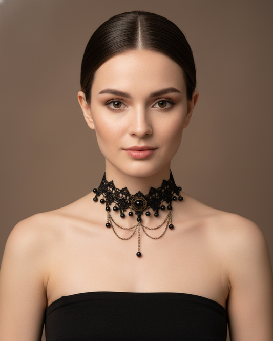 Black Pearled Neck Piece