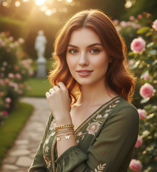 Mesmerizing Butterfly Multi Strand Gold Plated Bracelet For Women/Girls