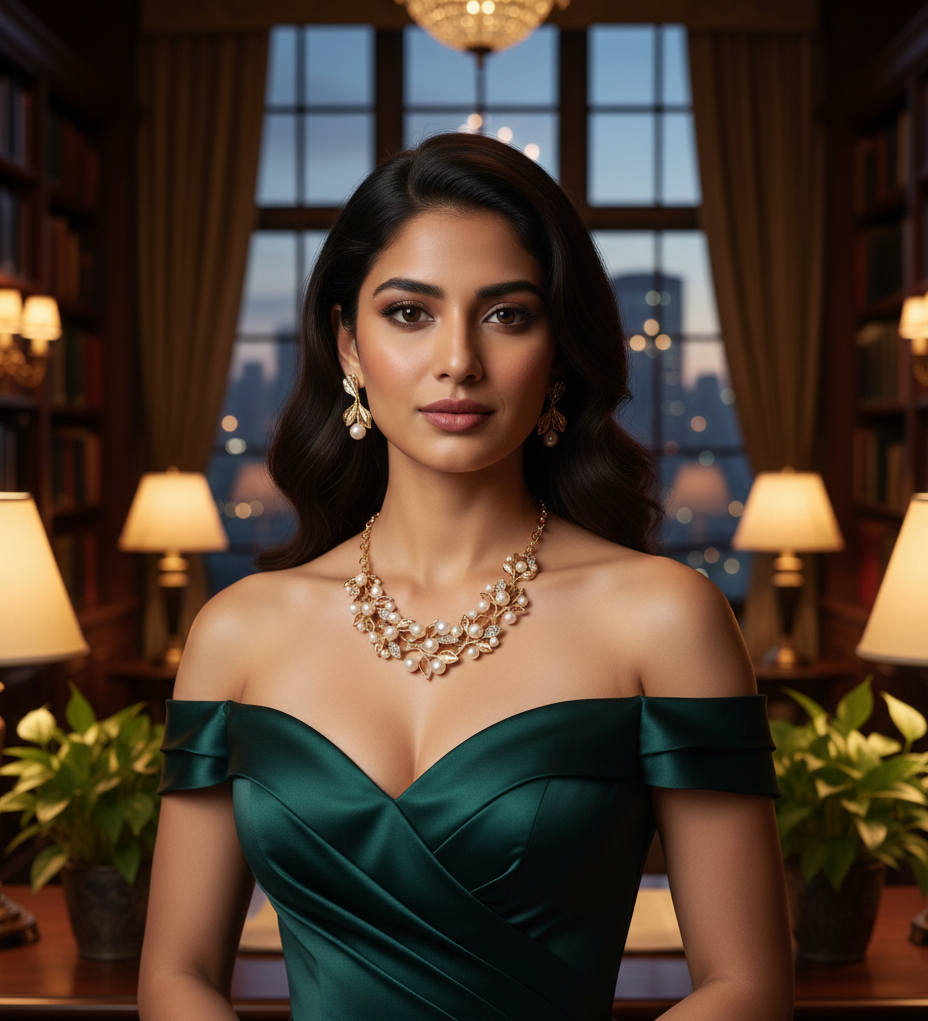 White & Gold-Toned Gold-Plated Pearl-Studded Necklace Set