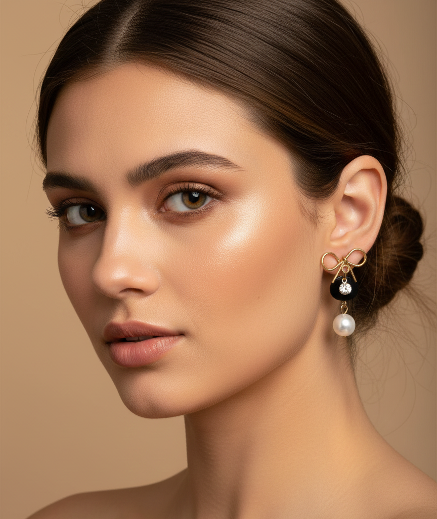 Black Circle with Golden Earring