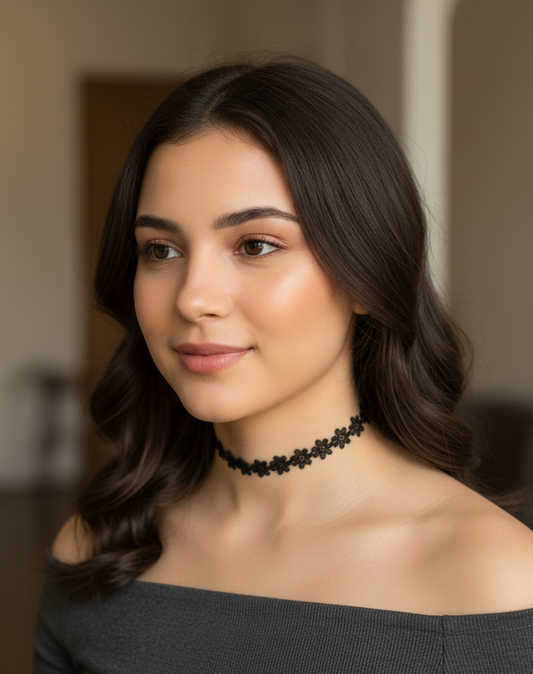 Black Flower Design Neck Piece