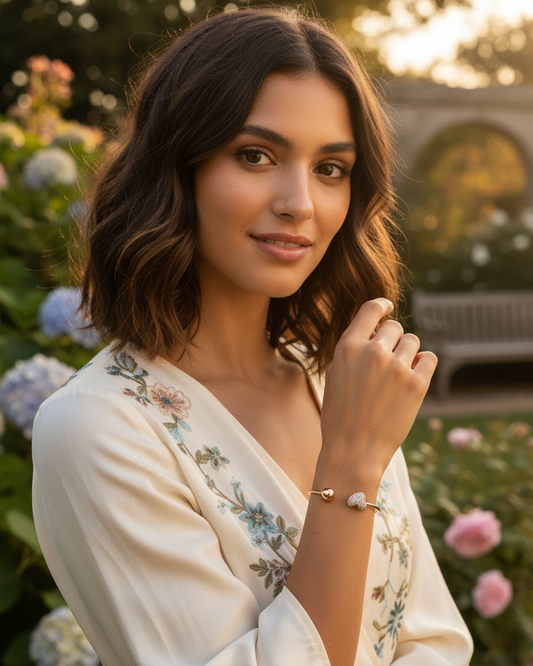Rose Gold-Plated Stone-Studded Cuff Bracelet