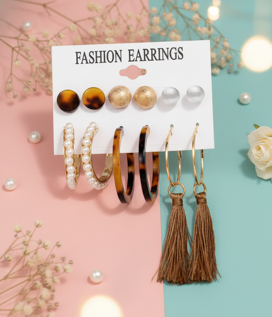 Gold-Toned- Gold Plated Pearl Studded Earrings Combo
