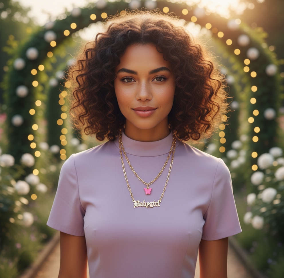 Butterfly Baby girl Gold Plated Multi Strand Necklace For Women/Girls