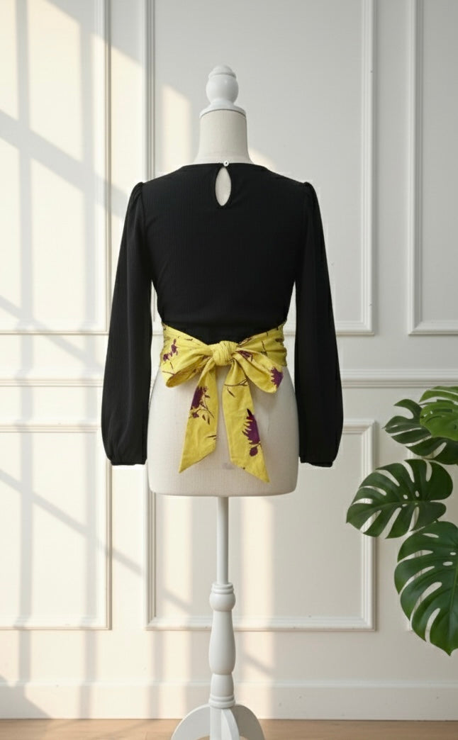 Black and Yellow/Green floral crop top
