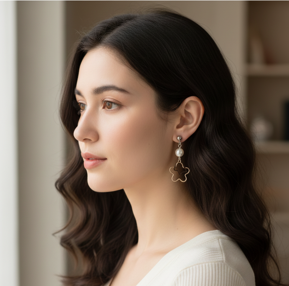 Flower Shaped Golden Earing