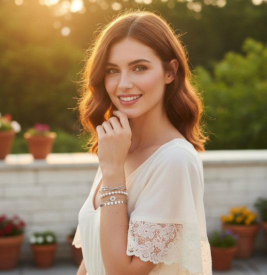 Set of 5 Silver Plated Boho Bracelets